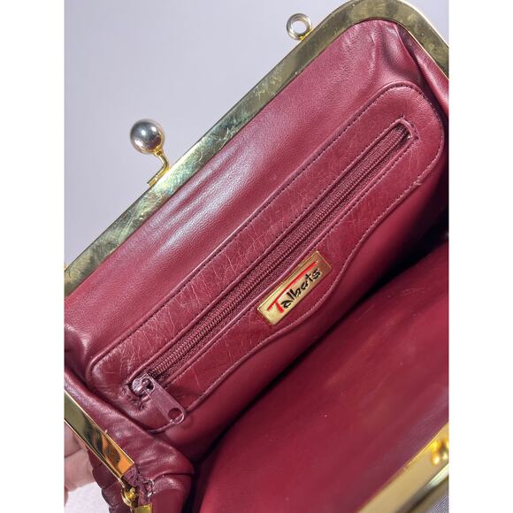 Talbots Gold Ball Kiss lock Closure Red Weave Clutch Crossbody Bag. - Picture 11 of 15